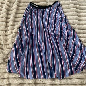 Lacoste | Blue and Red Pleated Midi Skirt | Size Medium